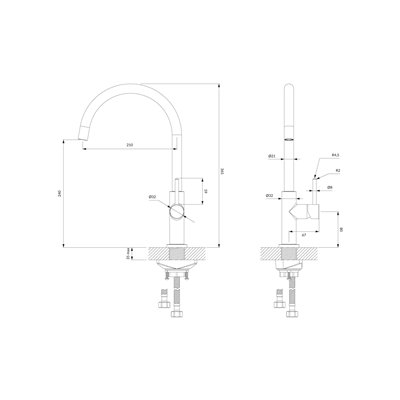 Mitigeur de cuisine bec col de cygne - Collection Y