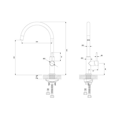Mitigeur de cuisine bec col de cygne - Collection Y