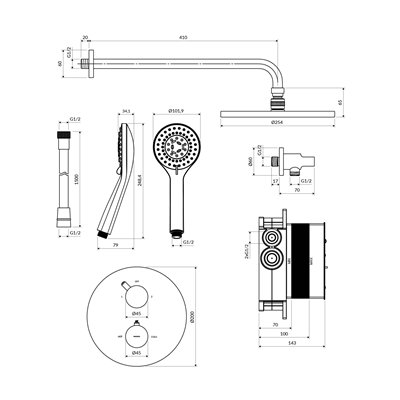 système de douche thermostatique à encastrer - Collection Y