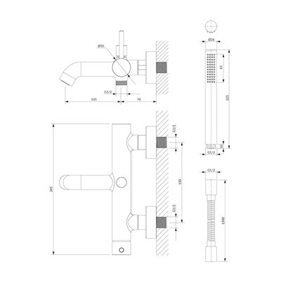 Mitigeur de baignoire avec ensemble de douche - Collection Y