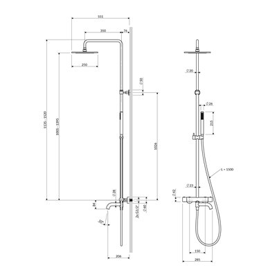 Système de bain thermostatique pour installation apparente - Collection Y