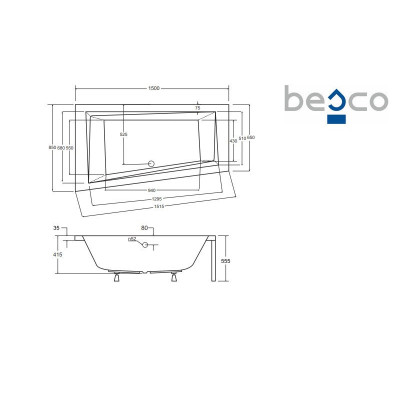 Baignoire asymétrique INTIMA - Angle droit ou gauche - Plusieurs dimensions