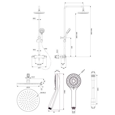 Système de douche thermostatique pour installation apparente - Collection Y