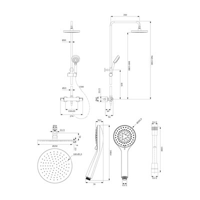 Système de douche thermostatique pour installation apparente - Collection Y