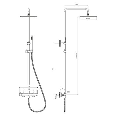 Système de douche pour installation apparente - Collection Y