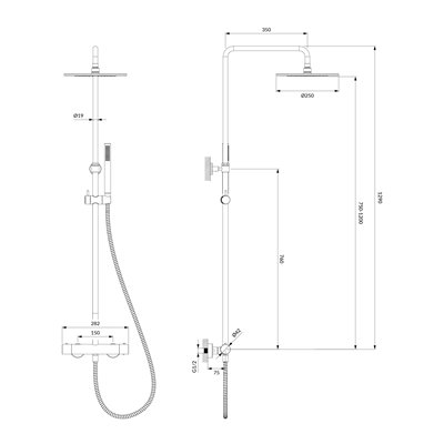 Système de douche thermostatique pour installation apparente - Collection Y