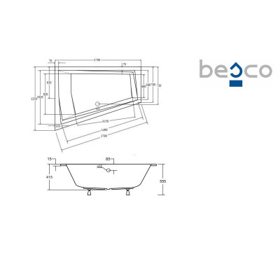 Baignoire asymétrique INTIMA DUO SLIM - 150 160 170 180 cm