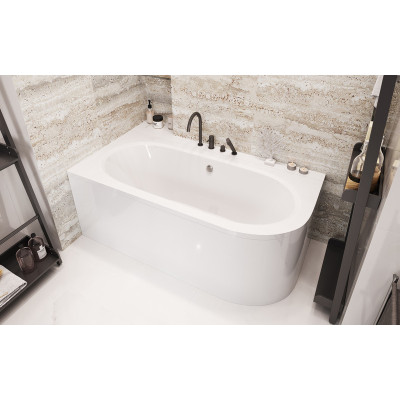 Baignoire asymétrique blanche AVITA - 150 160 170 180 cm - Angle gauche ou droit