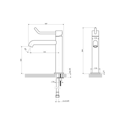 Mitigeur de lavabo avec levier allongé - Collection Y Inclusive