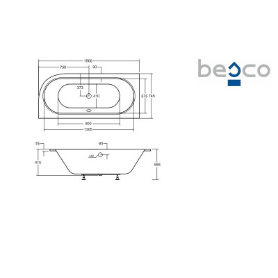 Baignoire asymétrique AVITA SLIM - 150 160 170 180 cm - Angle gauche ou droit