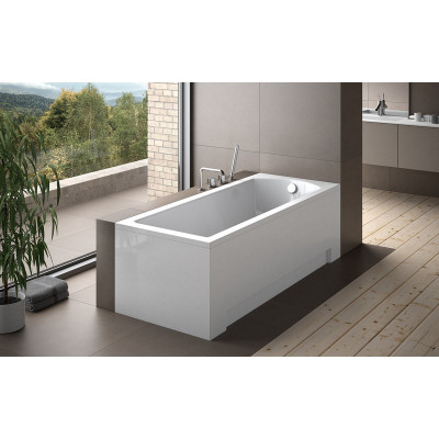 Baignoire rectangulaire SHEA - 140 à 180 cm - Tablier blanc noir ou rainuré