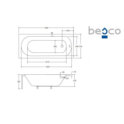 Baignoire rectangulaire INTRICA - 150 160 170 cm