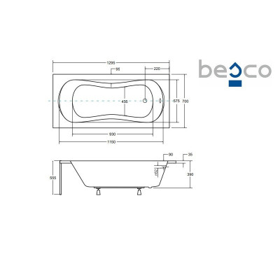 Baignoire rectangulaire ARIA PLUS - 130 à 170 cm - Avec poignées