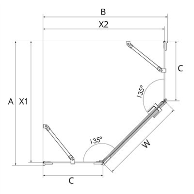 AVEXA - Cabines de douche - Pentagonale