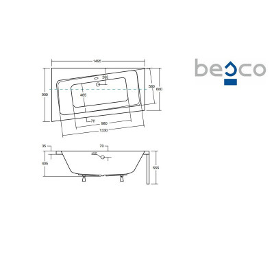 Baignoire asymétrique INFINITY - 150 160 170 cm - Angle gauche ou droit