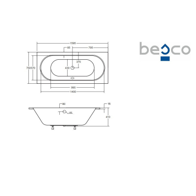 Baignoire rectangulaire VITAE SLIM - 150 160 170 180 cm