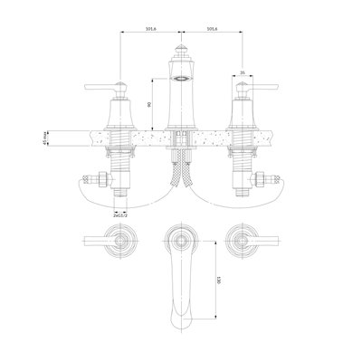 Mélangeur De Lavabo À 3 Trous - Armance