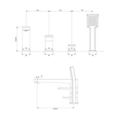 Mélangeur De Baignoire À 4 Trous - Parma