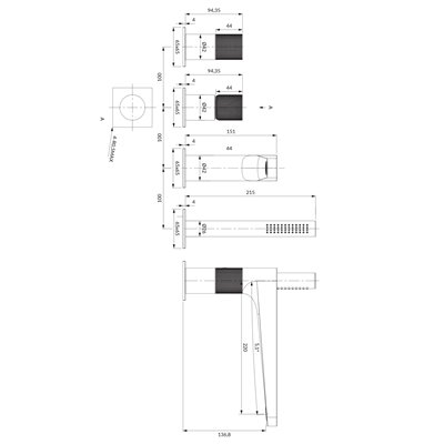 Mélangeur De Baignoire À 4 Trous - Contour