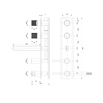 Mélangeur De Baignoire À 5 Trous À Encastrer - Contour