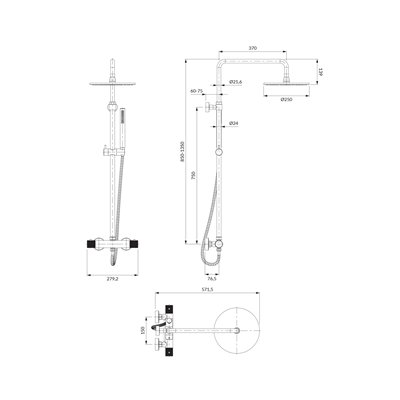 Système Thermostatique De Douche Mural - Contour
