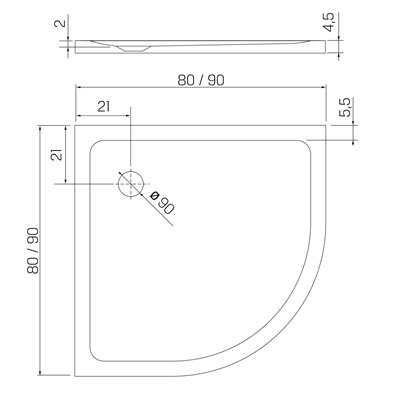 MILD - Receveurs de douche - Demi-Circulaire