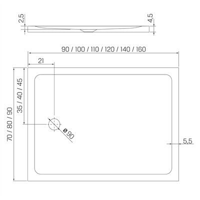 MILD - Receveurs de douche - Rectangulaire
