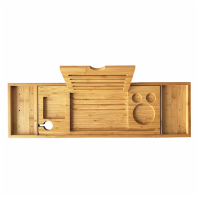 Plateau de baignoire extensible en bambou – Support bain antidérapant multifonction