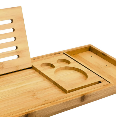 Plateau de baignoire extensible en bambou – Support bain antidérapant multifonction