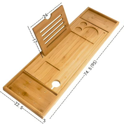 Plateau de baignoire extensible en bambou – Support bain antidérapant multifonction