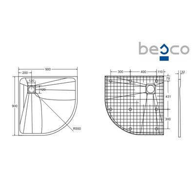 Vexo - Receveur de douche - Semi-circulaire