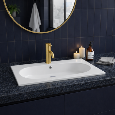 Vasque à encastrer ovale CLEA - 60 x 46 cm - Céramique blanche