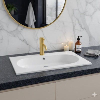 Vasque à encastrer ovale CLEA - 60 x 46 cm - Céramique blanche