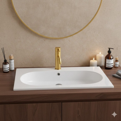 Vasque à encastrer ovale CLEA - 60 x 46 cm - Céramique blanche