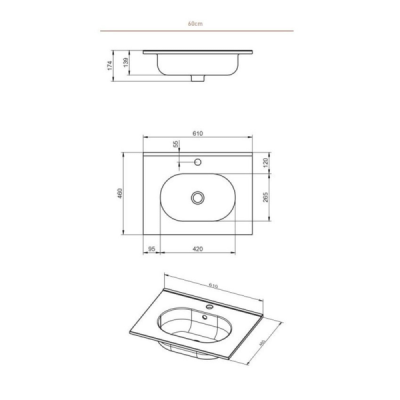 Vasque à encastrer ovale CLEA - 60 x 46 cm - Céramique blanche
