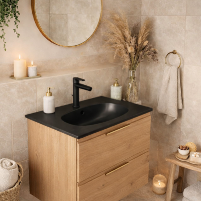 Vasque à encastrer ovale CLEA - 60 x 46 cm - Noir mat