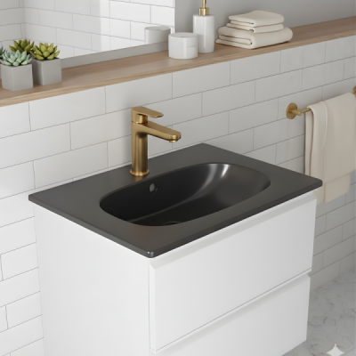 Vasque à encastrer ovale CLEA - 60 x 46 cm - Noir mat