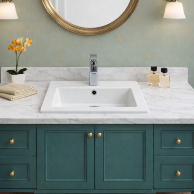 Vasque à encastrer rectangulaire VELIA - 41,5 x 41,5 cm - Céramique blanche