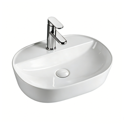 Vasque à poser ovale -50 x 38 cm -Blanc brillant -NOXA