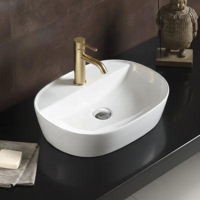 Vasque à poser ovale -50 x 38 cm -Blanc brillant -NOXA