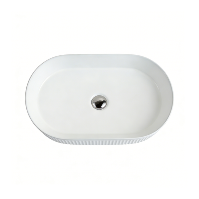Vasque à poser ovale - Blanc rainuré - RIVA