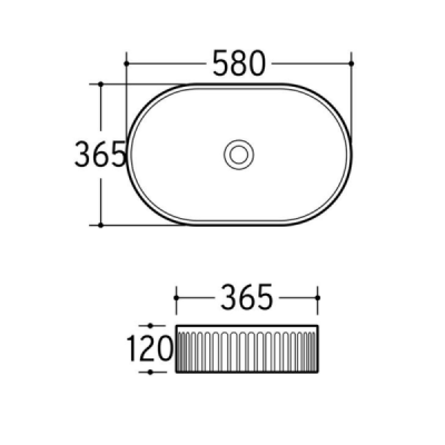Vasque à poser ovale - Blanc rainuré - RIVA