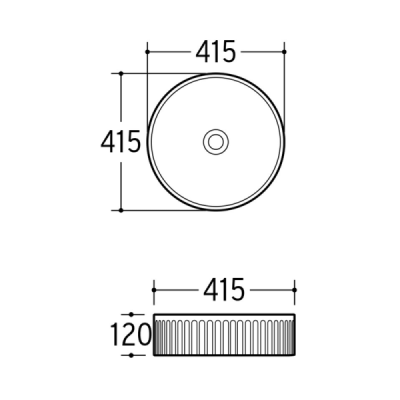Vasque à poser ronde rainurée - 41,5 cm -Blanc -RIVANA