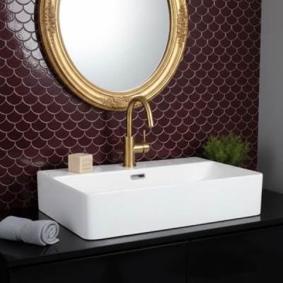 Vasque à poser rectangulaire -52 x 42 cm -Blanc brillant -SERA