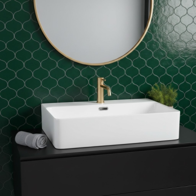 Vasque à poser rectangulaire -52 x 42 cm -Blanc brillant -SERA