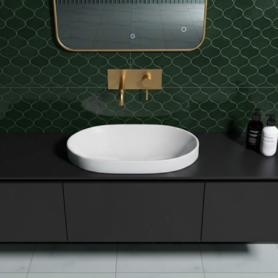 Vasque à poser ovale -60 x 40 cm -Blanc brillant -VELA CONFORT