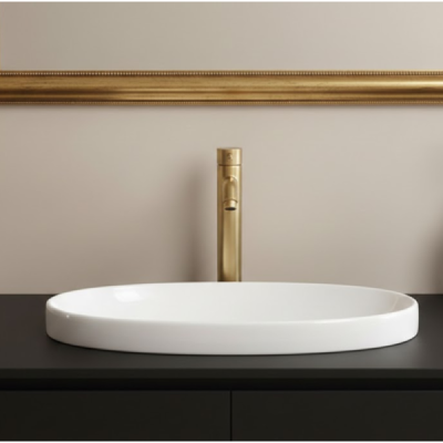 Vasque à poser ovale -60 x 40 cm -Blanc brillant -VELA CONFORT