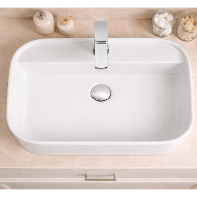 Vasque à poser rectangulaire - Blanc - KAIA