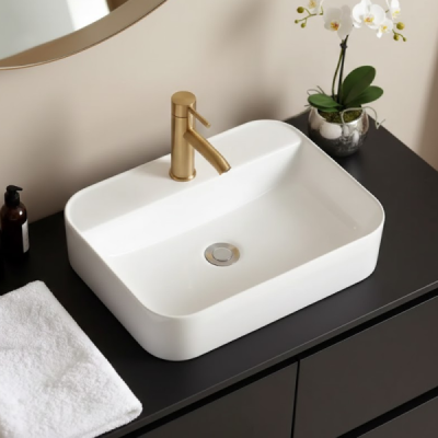 Vasque à poser rectangulaire - Blanc - KAIA