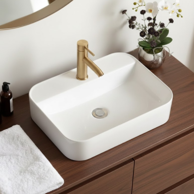 Vasque à poser rectangulaire - Blanc - KAIA